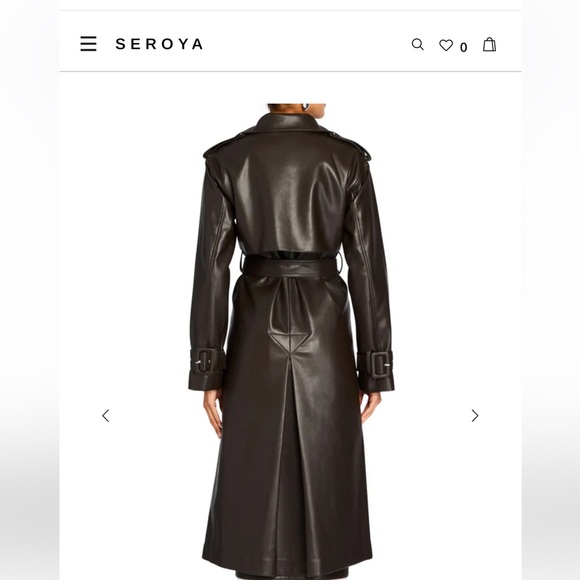 Seroya Estelle Ash Brown and White Women's vegan leather Trench Coat - Picture 3 of 11